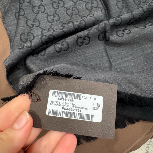 Gucci Charcoal and Black Monogram Scarf - Picture 3 of 4